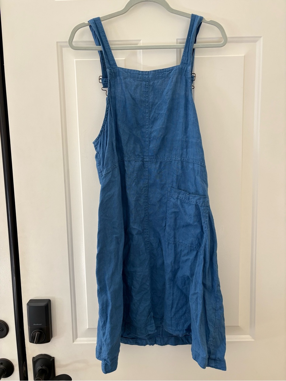 Gudrun Sjoden Linen Pinafore Overall Cornflower Blue Dress Size M Lagenlook - Picture 3 of 8